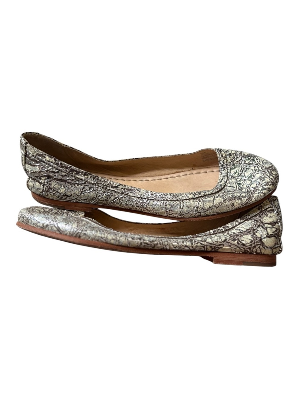 Frye Carson Metallic Crackled Leather Ballet Flats - Silver, Women's Size 6.5 - Picture 6 of 7